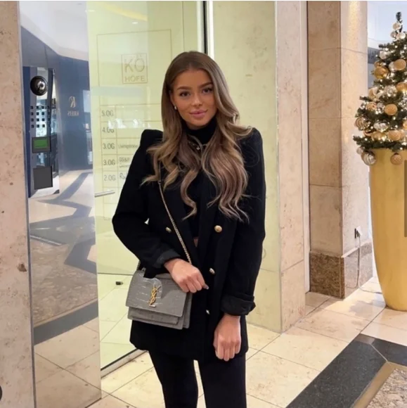 New Zara Black Shoulder Pad Double Breasted Blazer - Picture 8 of 16